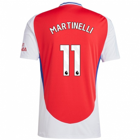 Kandiny Herren Gabriel Martinelli #11 Rot Weiß Heimtrikot Trikot 2024/25 T-Shirt