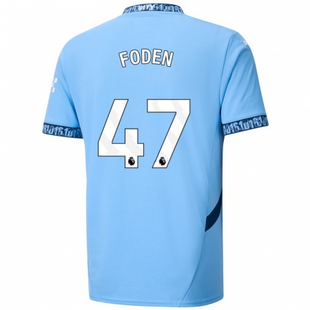 Kandiny Herren Phil Foden #47 Marineblau Heimtrikot Trikot 2024/25 T-Shirt