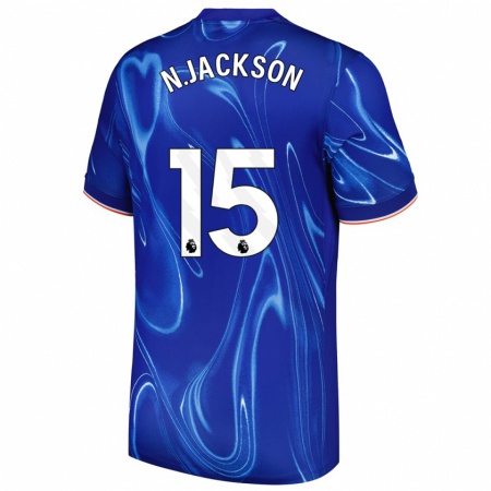 Kandiny Herren Nicolas Jackson #15 Blau Weiß Heimtrikot Trikot 2024/25 T-Shirt