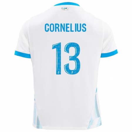 Kandiny Herren Derek Cornelius #13 Weiß Himmelblau Heimtrikot Trikot 2024/25 T-Shirt