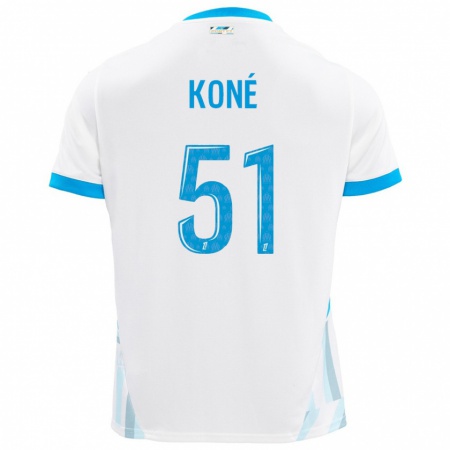 Kandiny Herren Ismaël Koné #51 Weiß Himmelblau Heimtrikot Trikot 2024/25 T-Shirt