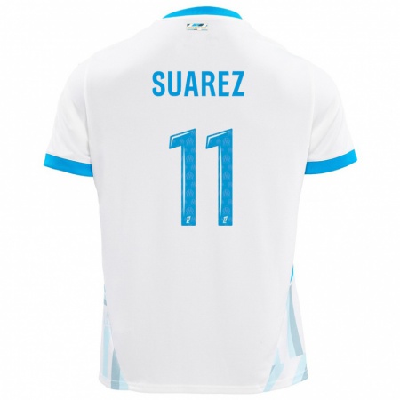 Kandiny Herren Luis Suarez #11 Weiß Himmelblau Heimtrikot Trikot 2024/25 T-Shirt