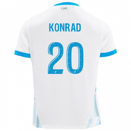 Kandiny Herren Konrad De La Fuente #20 Weiß Himmelblau Heimtrikot Trikot 2024/25 T-Shirt