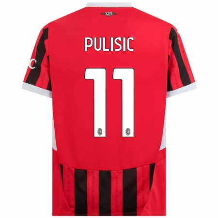 Kandiny Herren Christian Pulisic #11 Rot Schwarz Heimtrikot Trikot 2024/25 T-Shirt