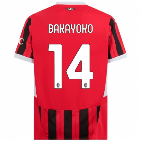 Kandiny Herren Tiemoue Bakayoko #14 Rot Schwarz Heimtrikot Trikot 2024/25 T-Shirt