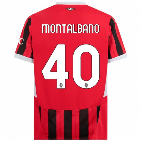 Kandiny Herren Nicolo Montalbano #40 Rot Schwarz Heimtrikot Trikot 2024/25 T-Shirt