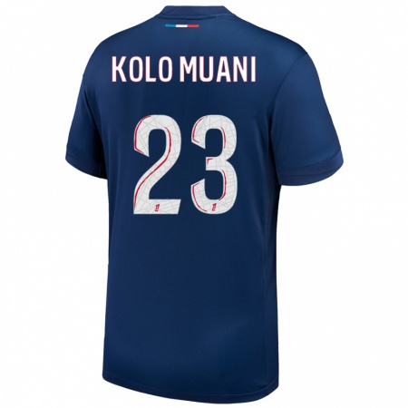 Kandiny Herren Randal Kolo Muani #23 Marineblau Weiß Heimtrikot Trikot 2024/25 T-Shirt