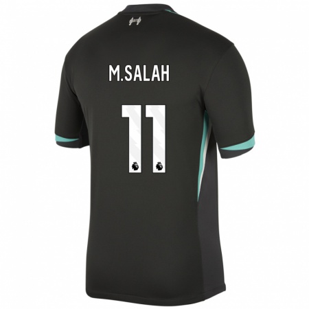 Kandiny Herren Mohamed Salah #11 Schwarz Anthrazitweiß Auswärtstrikot Trikot 2024/25 T-Shirt