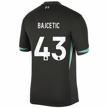 Kandiny Herren Stefan Bajcetic #43 Schwarz Anthrazitweiß Auswärtstrikot Trikot 2024/25 T-Shirt