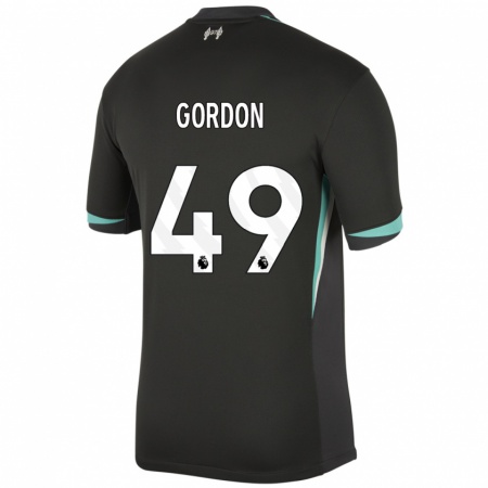 Kandiny Herren Kaide Gordon #49 Schwarz Anthrazitweiß Auswärtstrikot Trikot 2024/25 T-Shirt