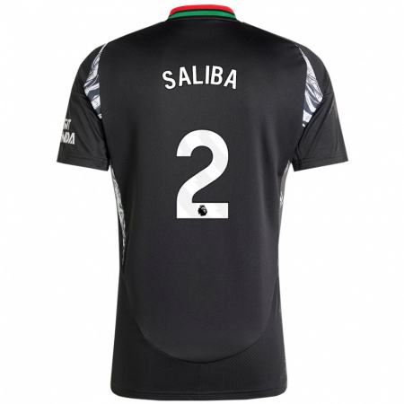 Kandiny Herren William Saliba #2 Schwarz Auswärtstrikot Trikot 2024/25 T-Shirt