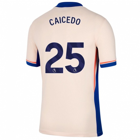 Kandiny Herren Moisés Caicedo #25 Hellbeige Auswärtstrikot Trikot 2024/25 T-Shirt