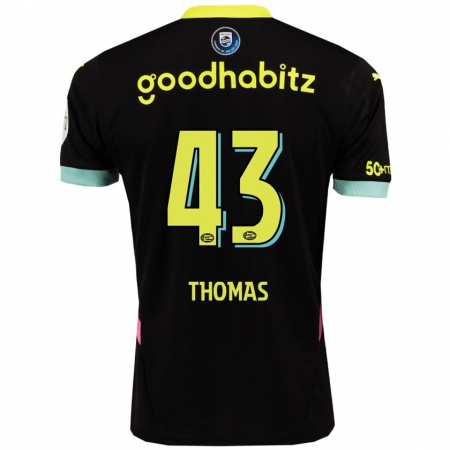 Kandiny Herren Kealyn Thomas #43 Schwarz Gelb Auswärtstrikot Trikot 2024/25 T-Shirt