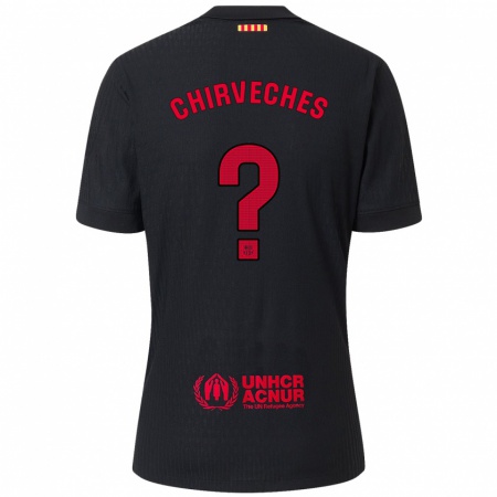 Kandiny Herren Raúl Chirveches #0 Schwarz Rot Auswärtstrikot Trikot 2024/25 T-Shirt