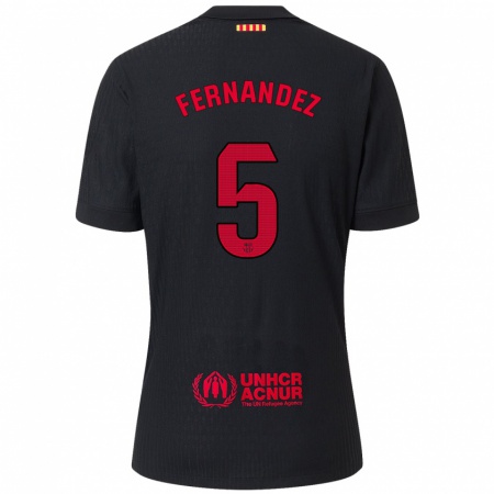 Kandiny Herren Jana Fernández #5 Schwarz Rot Auswärtstrikot Trikot 2024/25 T-Shirt