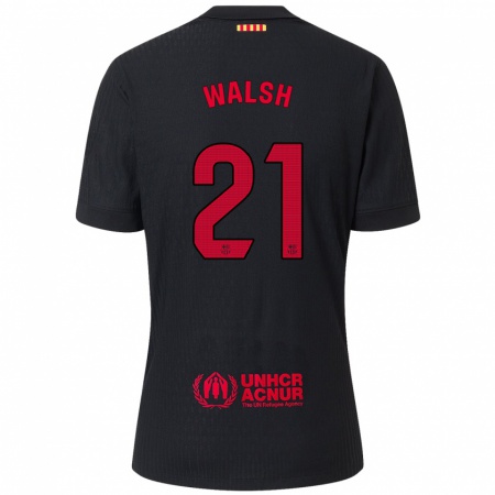 Kandiny Herren Keira Walsh #21 Schwarz Rot Auswärtstrikot Trikot 2024/25 T-Shirt