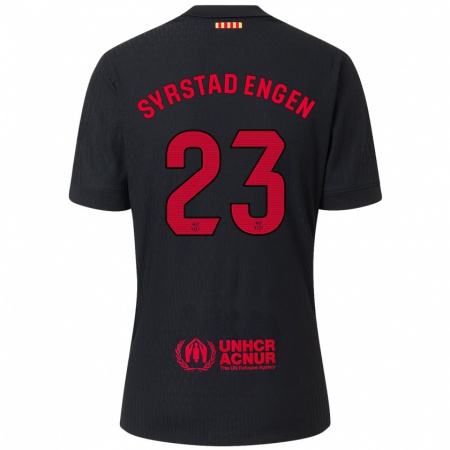 Kandiny Herren Ingrid Syrstad Engen #23 Schwarz Rot Auswärtstrikot Trikot 2024/25 T-Shirt