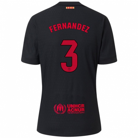 Kandiny Herren Jana Fernandez #3 Schwarz Rot Auswärtstrikot Trikot 2024/25 T-Shirt