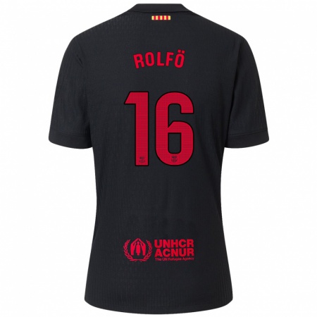 Kandiny Herren Fridolina Rolfo #16 Schwarz Rot Auswärtstrikot Trikot 2024/25 T-Shirt