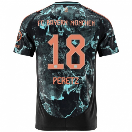 Kandiny Herren Daniel Peretz #18 Schwarz Auswärtstrikot Trikot 2024/25 T-Shirt