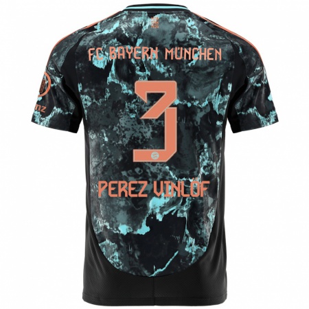 Kandiny Herren Matteo Perez Vinlöf #3 Schwarz Auswärtstrikot Trikot 2024/25 T-Shirt