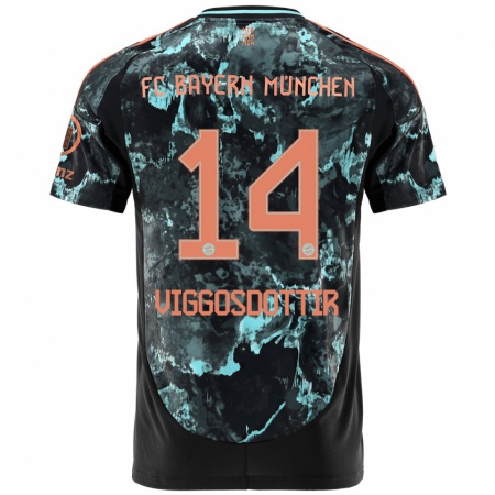 Kandiny Herren Glodis Perla Viggosdottir #14 Schwarz Auswärtstrikot Trikot 2024/25 T-Shirt