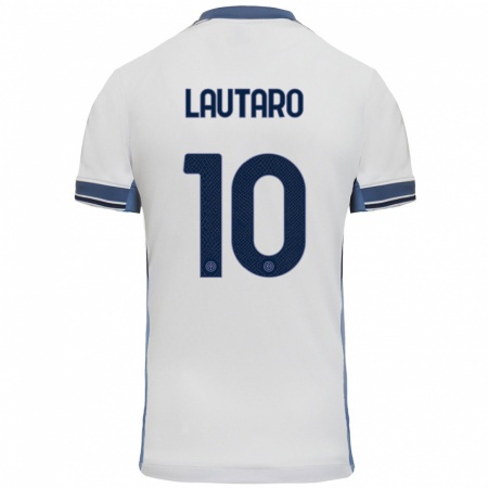 Kandiny Herren Lautaro Martínez #10 Weißgrau Auswärtstrikot Trikot 2024/25 T-Shirt