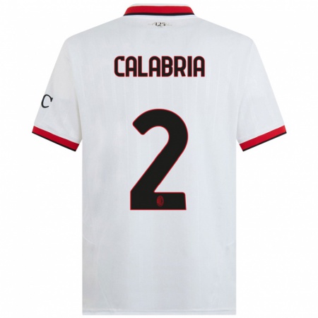 Kandiny Herren Davide Calabria #2 Weiß Schwarz Rot Auswärtstrikot Trikot 2024/25 T-Shirt