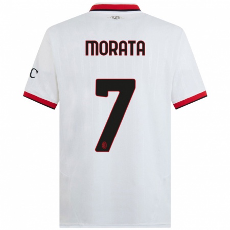 Kandiny Herren Álvaro Morata #7 Weiß Schwarz Rot Auswärtstrikot Trikot 2024/25 T-Shirt