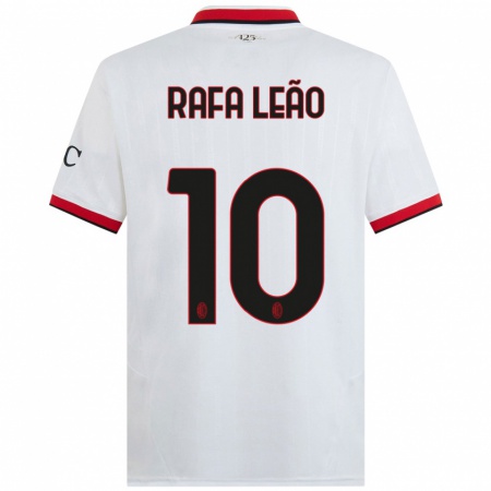 Kandiny Herren Rafael Leão #10 Weiß Schwarz Rot Auswärtstrikot Trikot 2024/25 T-Shirt