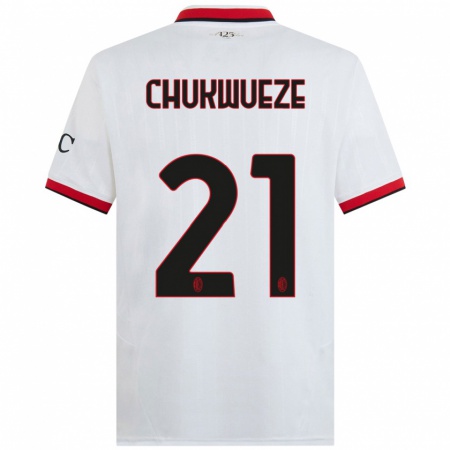 Kandiny Herren Samuel Chukwueze #21 Weiß Schwarz Rot Auswärtstrikot Trikot 2024/25 T-Shirt