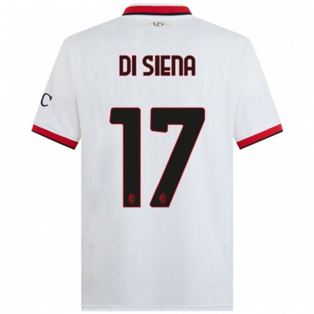 Kandiny Herren Andrea Di Siena #17 Weiß Schwarz Rot Auswärtstrikot Trikot 2024/25 T-Shirt