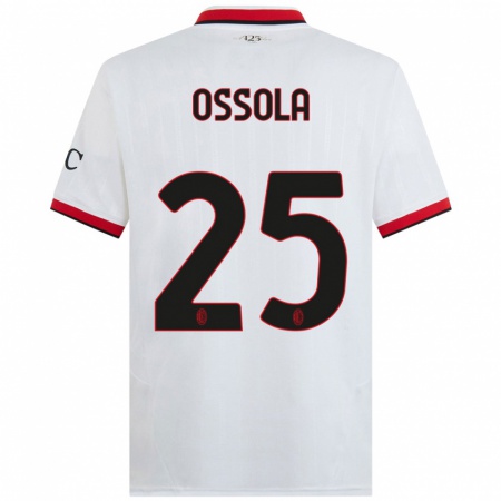 Kandiny Herren Lorenzo Ossola #25 Weiß Schwarz Rot Auswärtstrikot Trikot 2024/25 T-Shirt