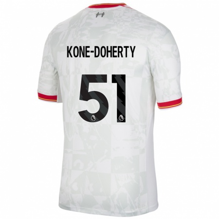 Kandiny Herren Trent Kone-Doherty #51 Weiß Rot Schwarz Ausweichtrikot Trikot 2024/25 T-Shirt