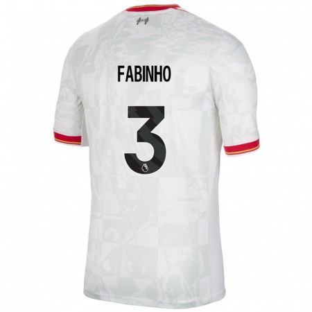 Kandiny Herren Fabinho #3 Weiß Rot Schwarz Ausweichtrikot Trikot 2024/25 T-Shirt