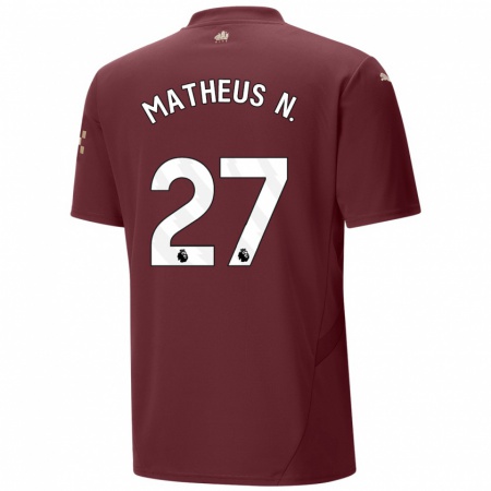 Kandiny Herren Matheus Nunes #27 Kastanienbraun Ausweichtrikot Trikot 2024/25 T-Shirt