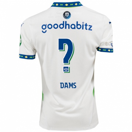 Kandiny Herren Matteo Dams #0 Weiß Dunkelblau Ausweichtrikot Trikot 2024/25 T-Shirt