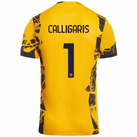 Kandiny Herren Alessandro Calligaris #1 Gold Schwarz Ausweichtrikot Trikot 2024/25 T-Shirt