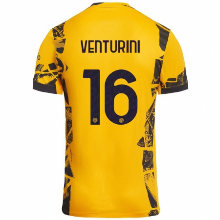 Kandiny Herren Matteo Venturini #16 Gold Schwarz Ausweichtrikot Trikot 2024/25 T-Shirt