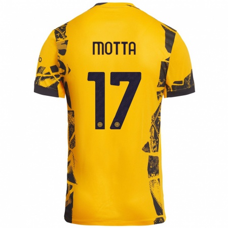 Kandiny Herren Matteo Motta #17 Gold Schwarz Ausweichtrikot Trikot 2024/25 T-Shirt