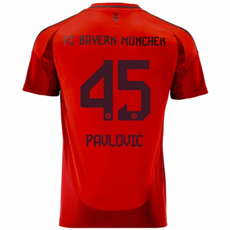 Kandiny Damen Aleksandar Pavlovic #45 Rot Heimtrikot Trikot 2024/25 T-Shirt