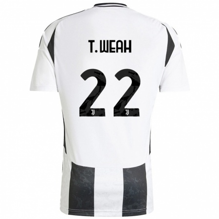 Kandiny Damen Timothy Weah #22 Weiß Schwarz Heimtrikot Trikot 2024/25 T-Shirt