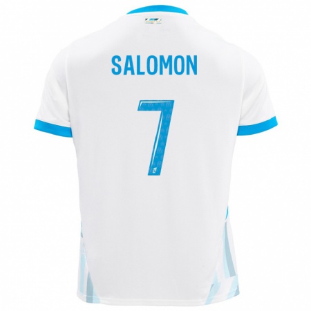 Kandiny Damen Maëva Salomon #7 Weiß Himmelblau Heimtrikot Trikot 2024/25 T-Shirt