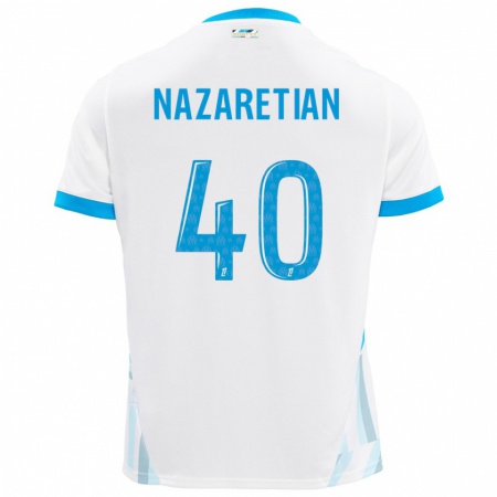 Kandiny Damen Manuel Nazaretian #40 Weiß Himmelblau Heimtrikot Trikot 2024/25 T-Shirt