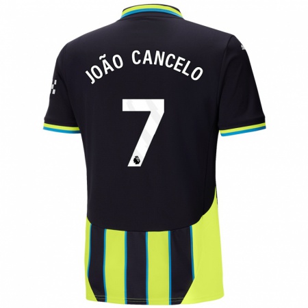 Kandiny Damen João Cancelo #7 Blaugelb Auswärtstrikot Trikot 2024/25 T-Shirt