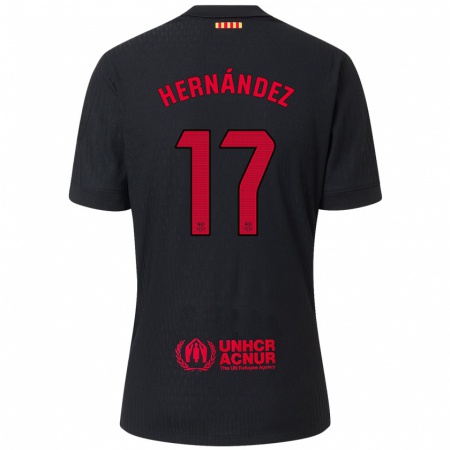 Kandiny Damen Juan Hernández #17 Schwarz Rot Auswärtstrikot Trikot 2024/25 T-Shirt