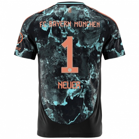 Kandiny Damen Manuel Neuer #1 Schwarz Auswärtstrikot Trikot 2024/25 T-Shirt