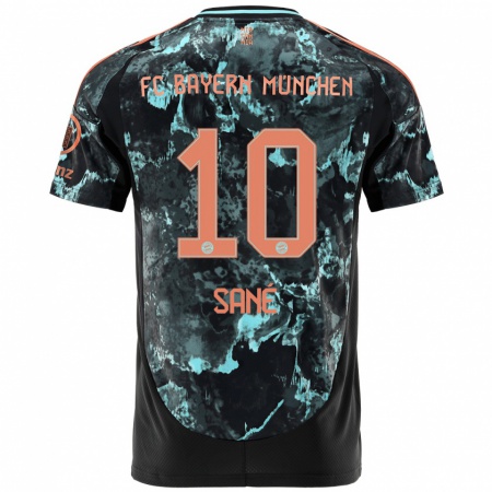 Kandiny Damen Leroy Sané #10 Schwarz Auswärtstrikot Trikot 2024/25 T-Shirt