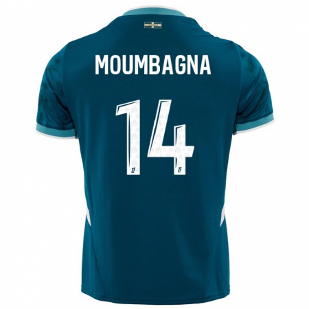 Kandiny Damen Faris Moumbagna #14 Türkisblau Auswärtstrikot Trikot 2024/25 T-Shirt