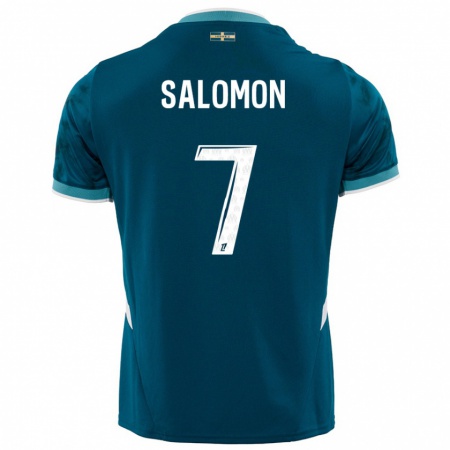 Kandiny Damen Maëva Salomon #7 Türkisblau Auswärtstrikot Trikot 2024/25 T-Shirt